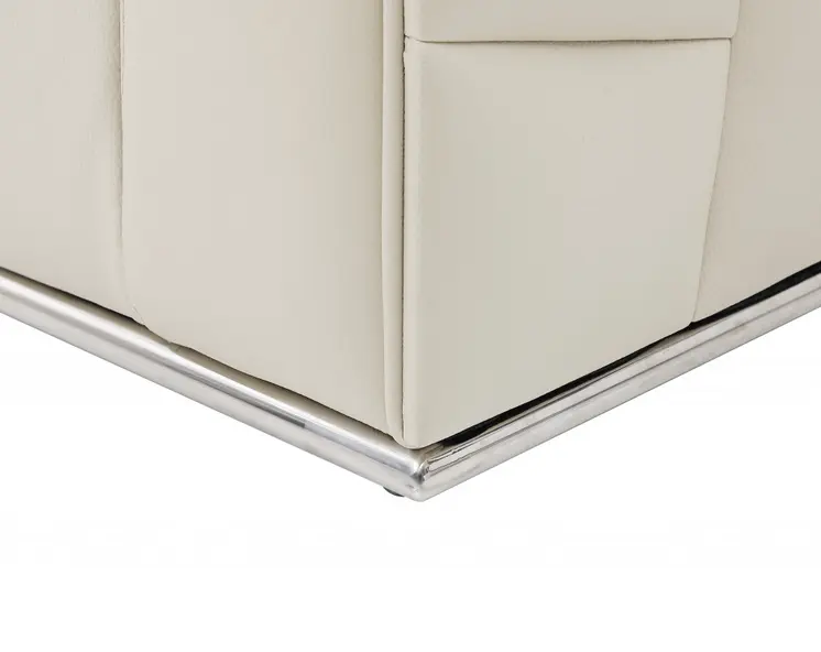 Beige Italian Leather Reclining L Shaped Two Piece Corner Sectional