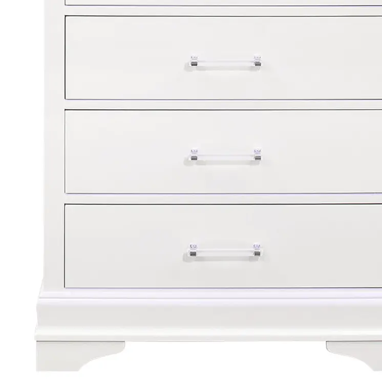 16" White Solid Wood Five Drawer Chest with LED Lighting