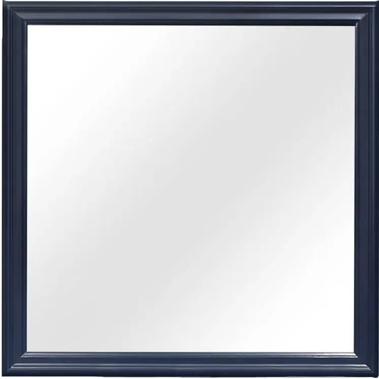 38" Blue Square Wood Framed Accent Mirror