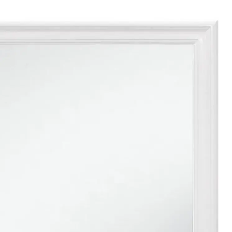 38" White Square Wood Framed Accent Mirror