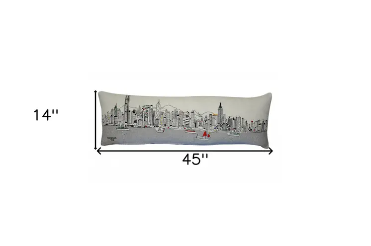 14" X 45" Cream Hometown Pride Wool Lumbar Throw Pillow