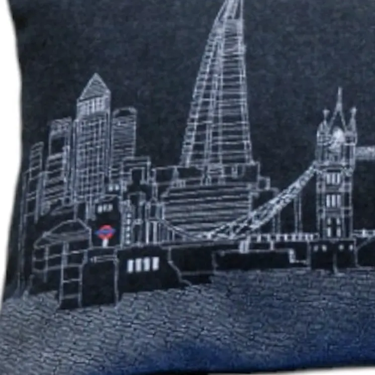 14" X 45" Black Gray and White London Hometown Pride Wool Lumbar Throw Pillow