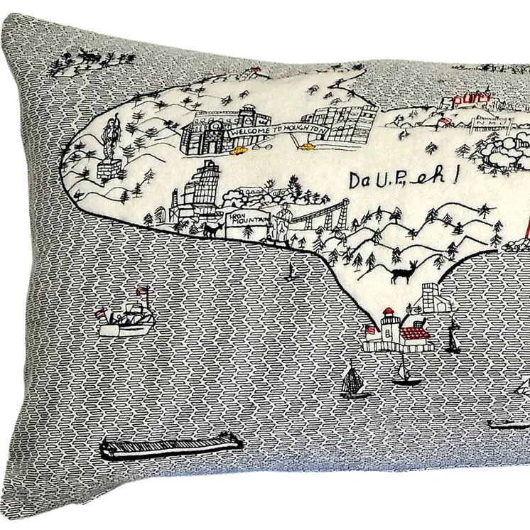 46" White Michigan Daylight Skyline Lumbar Decorative Pillow