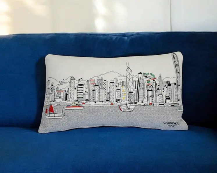 14" X 24" Cream Hometown Pride Wool Lumbar Throw Pillow