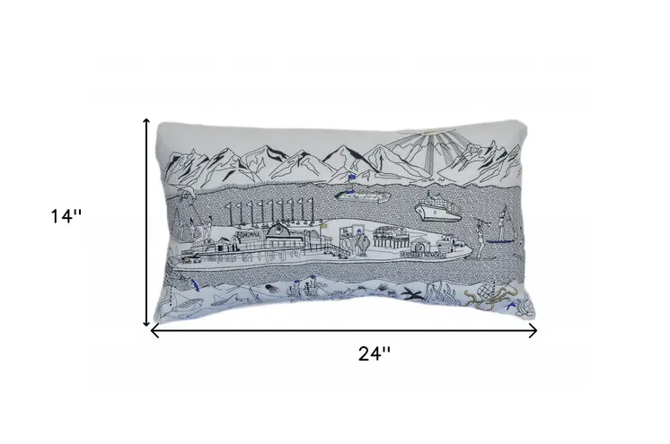 14" X 24" Cream Hometown Pride Wool Lumbar Throw Pillow