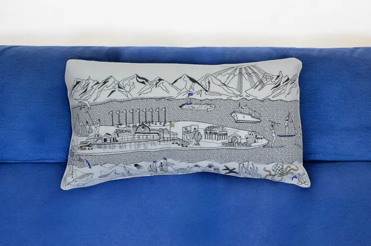 14" X 24" Cream Hometown Pride Wool Lumbar Throw Pillow