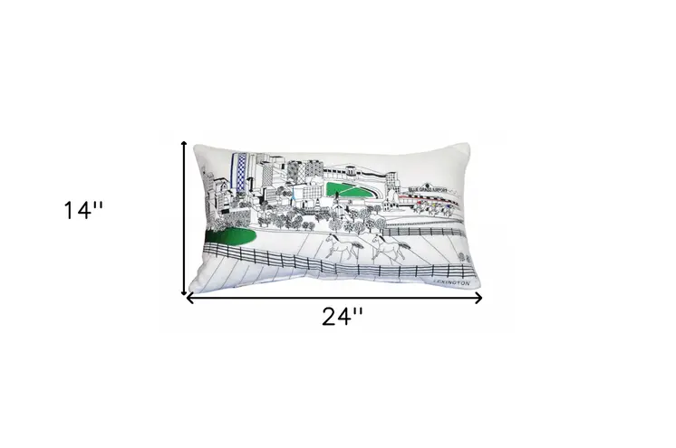 14" X 24" Cream Hometown Pride Wool Lumbar Throw Pillow