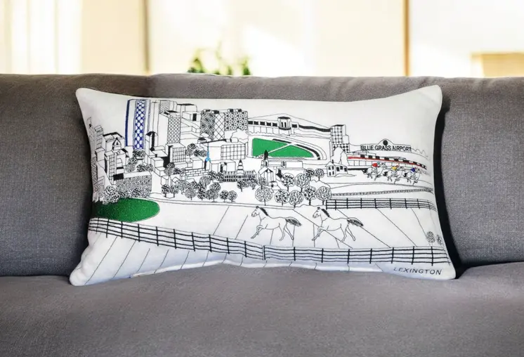 14" X 24" Cream Hometown Pride Wool Lumbar Throw Pillow