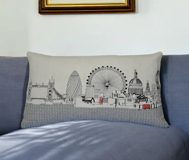 14" X 24" Cream Hometown Pride Wool Lumbar Throw Pillow