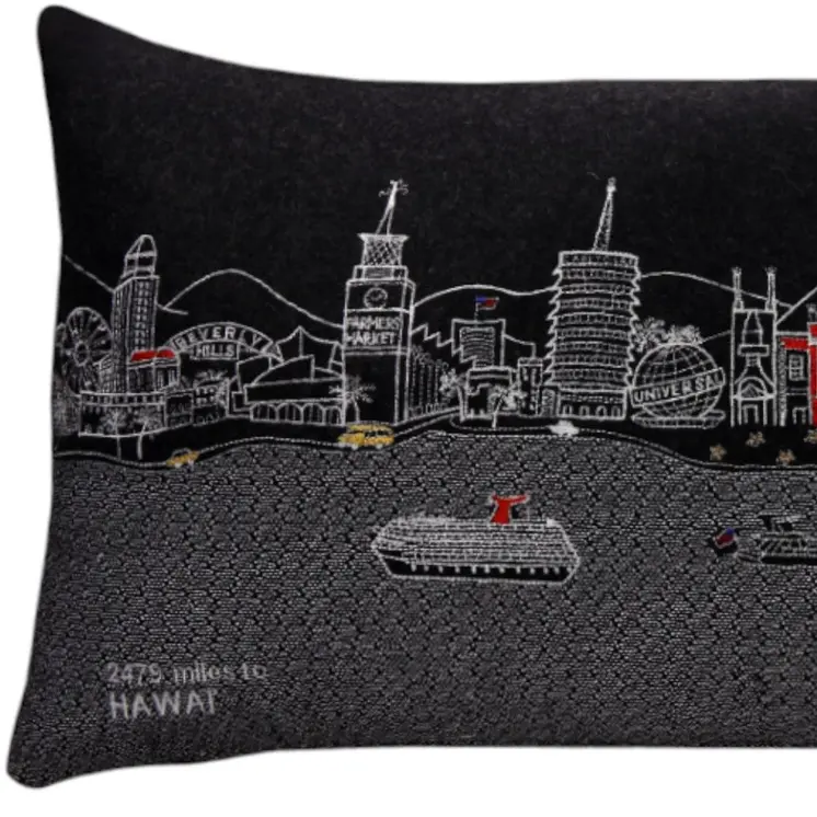 14" X 24" Black Gray and White Hometown Pride Wool Lumbar Throw Pillow
