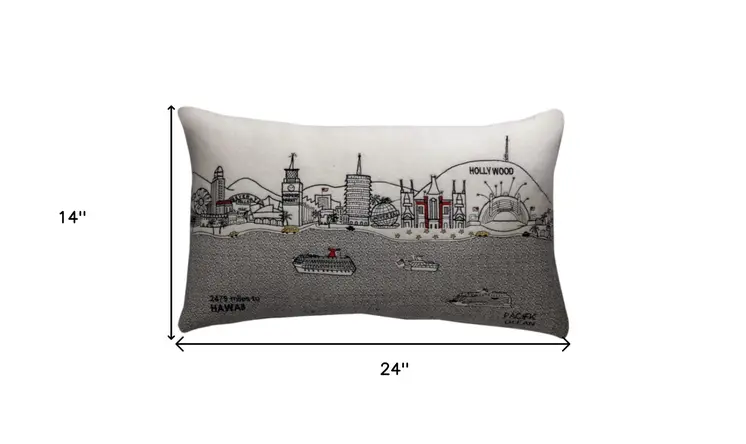 14" X 24" Cream Hometown Pride Wool Lumbar Throw Pillow