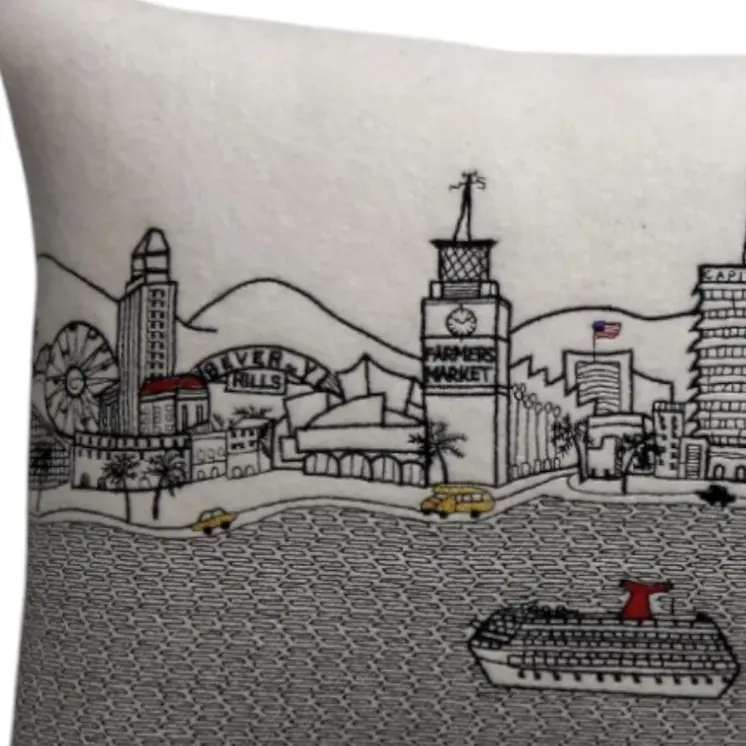 14" X 24" Cream Hometown Pride Wool Lumbar Throw Pillow