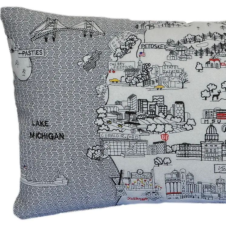 14" X 24" Cream Hometown Pride Wool Lumbar Throw Pillow