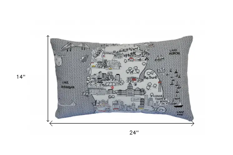 14" X 24" Cream Hometown Pride Wool Lumbar Throw Pillow