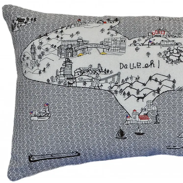14" X 24" Cream Hometown Pride Wool Lumbar Throw Pillow