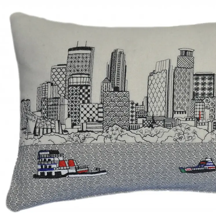 14" X 24" Cream Hometown Pride Wool Lumbar Throw Pillow