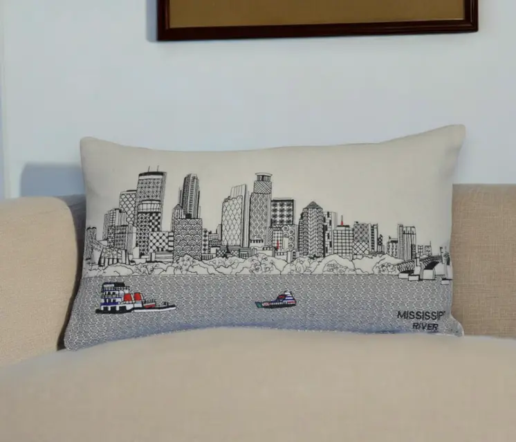 14" X 24" Cream Hometown Pride Wool Lumbar Throw Pillow