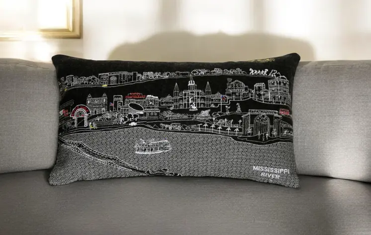 14" X 24" Black Gray and White Hometown Pride Wool Lumbar Throw Pillow