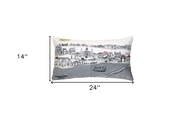 14" X 24" Cream Hometown Pride Wool Lumbar Throw Pillow