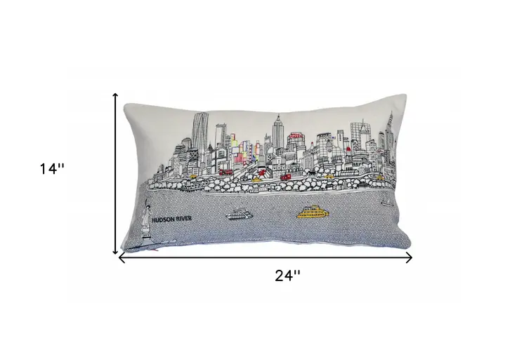 14" X 24" Cream Hometown Pride Wool Lumbar Throw Pillow