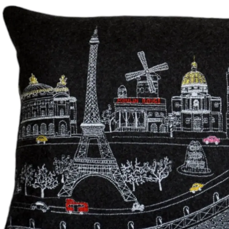 14" X 24" Black Gray and White Hometown Pride Wool Lumbar Throw Pillow