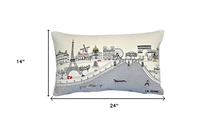 14" X 24" Cream Hometown Pride Wool Lumbar Throw Pillow