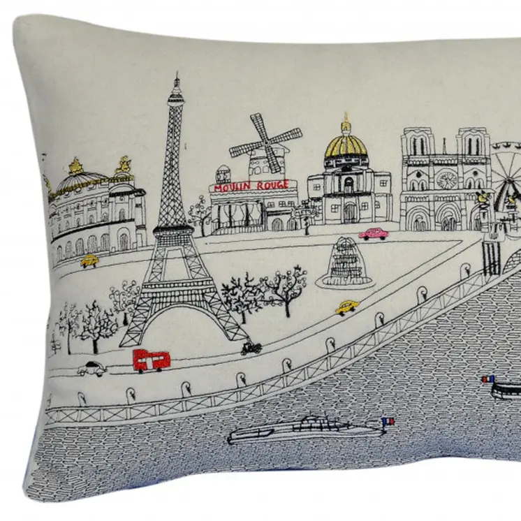 14" X 24" Cream Hometown Pride Wool Lumbar Throw Pillow