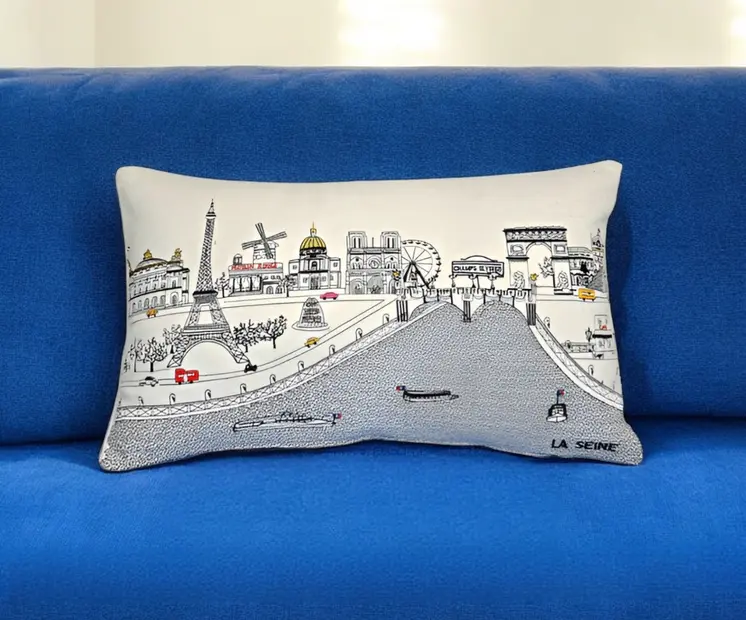 14" X 24" Cream Hometown Pride Wool Lumbar Throw Pillow