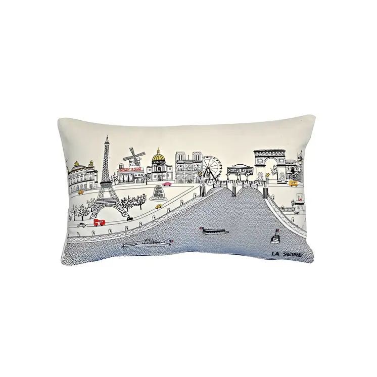 14" X 24" Cream Hometown Pride Wool Lumbar Throw Pillow