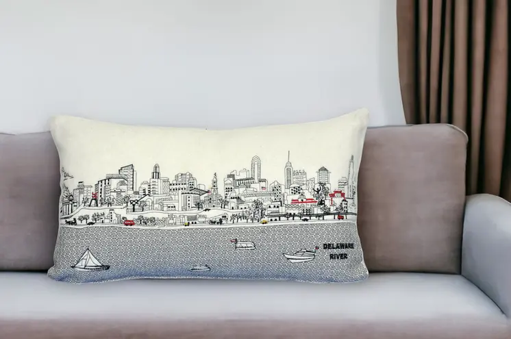 14" X 24" Cream Hometown Pride Wool Lumbar Throw Pillow