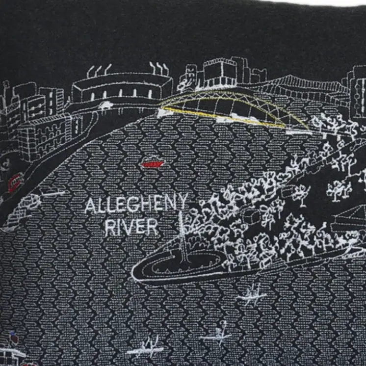 14" X 24" Black Gray and White Hometown Pride Wool Lumbar Throw Pillow