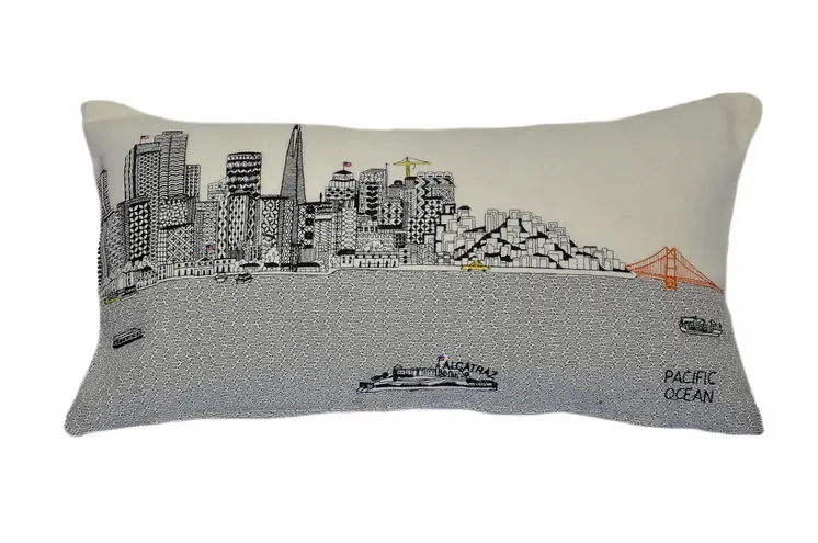 14" X 24" Cream Hometown Pride Wool Lumbar Throw Pillow