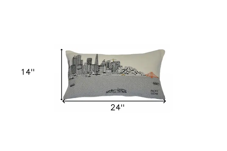14" X 24" Cream Hometown Pride Wool Lumbar Throw Pillow