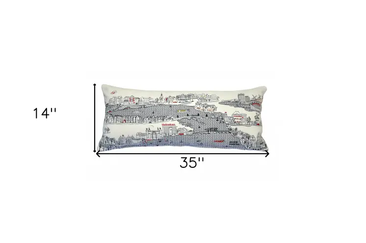 14" X 35" Cream Hometown Pride Wool Lumbar Throw Pillow