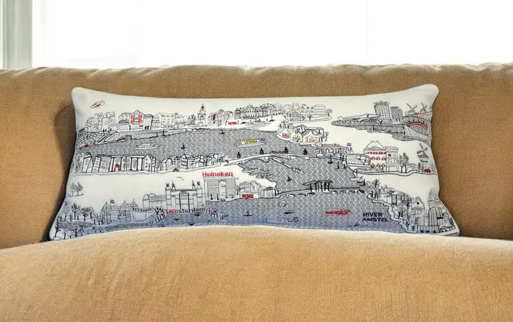 14" X 35" Cream Hometown Pride Wool Lumbar Throw Pillow