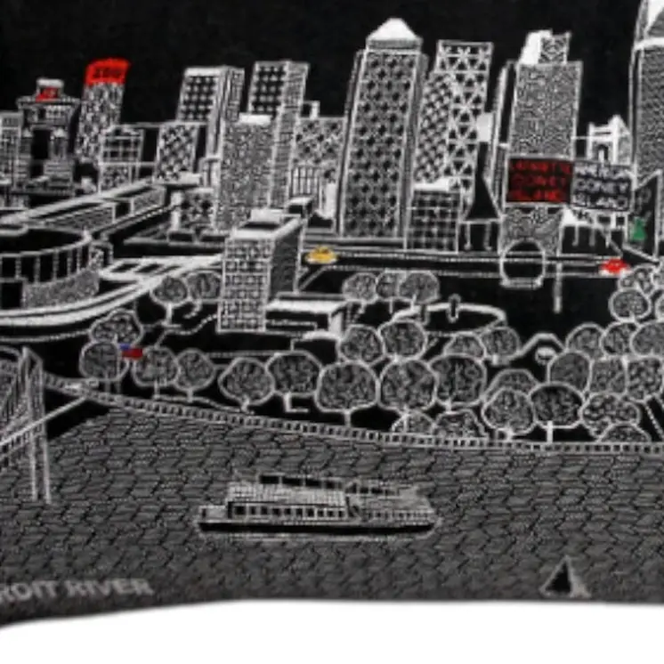 14" X 35" Black Gray and White Hometown Pride Wool Lumbar Throw Pillow