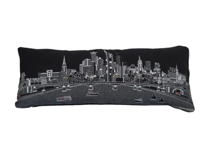 14" X 35" Black Gray and White Hometown Pride Wool Lumbar Throw Pillow