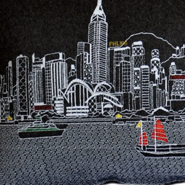14" X 35" Black Gray and White Hometown Pride Wool Lumbar Throw Pillow