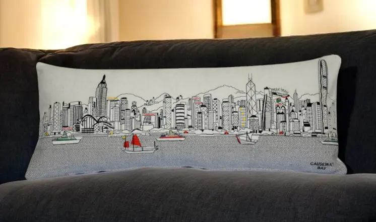 14" X 35" Cream Hometown Pride Wool Lumbar Throw Pillow
