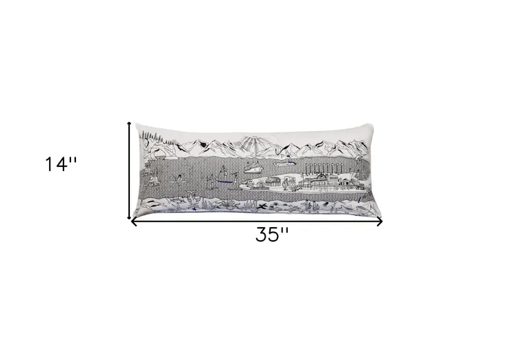 14" X 35" Cream Hometown Pride Wool Lumbar Throw Pillow
