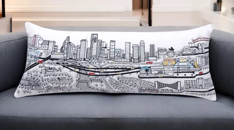 14" X 35" Cream Hometown Pride Wool Lumbar Throw Pillow