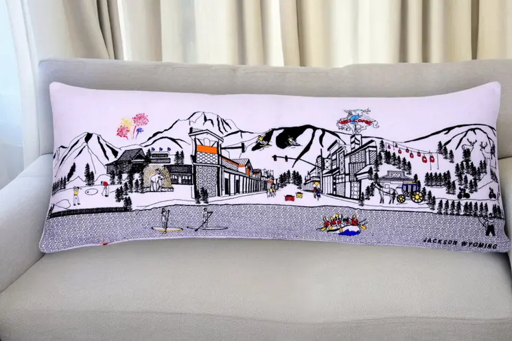 35" White Jackson Daylight Skyline Lumbar Decorative Pillow