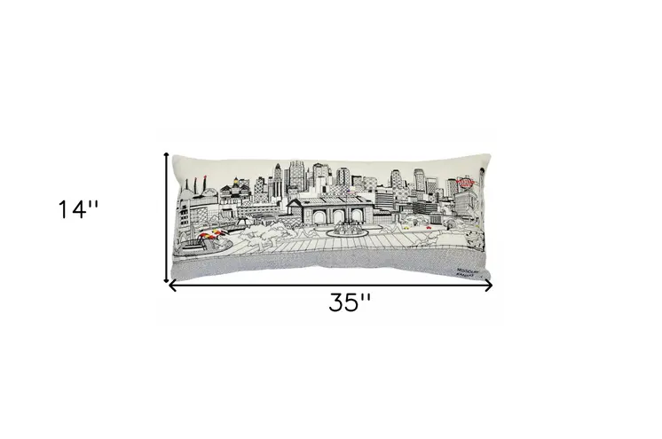 14" X 35" Cream Hometown Pride Wool Lumbar Throw Pillow