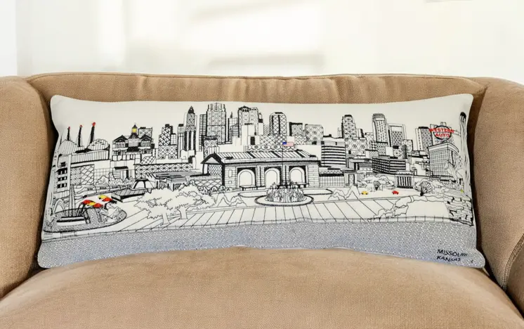 14" X 35" Cream Hometown Pride Wool Lumbar Throw Pillow