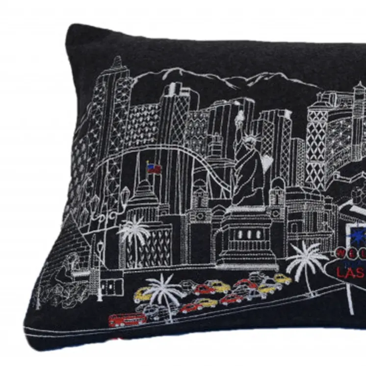 14" X 35" Black Gray and White Hometown Pride Wool Lumbar Throw Pillow