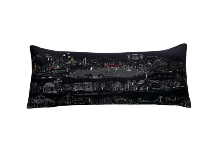 14" X 35" Black Gray and White Hometown Pride Wool Lumbar Throw Pillow