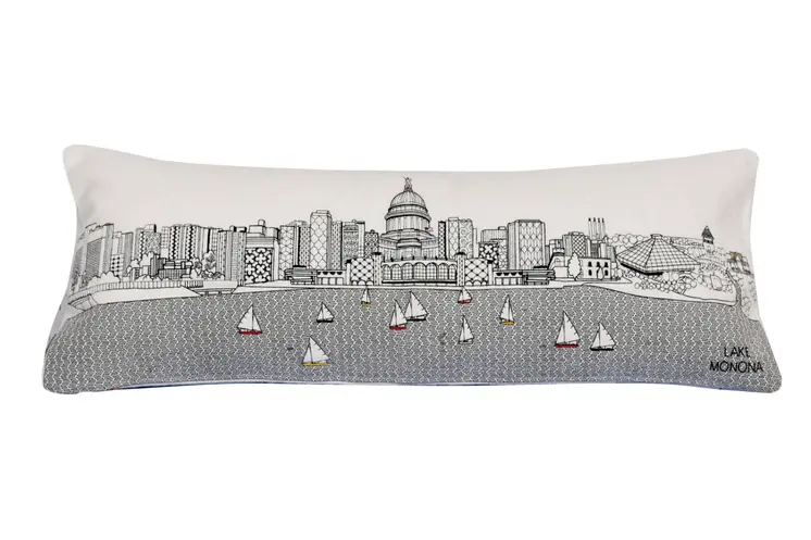 14" X 35" Cream Hometown Pride Wool Lumbar Throw Pillow