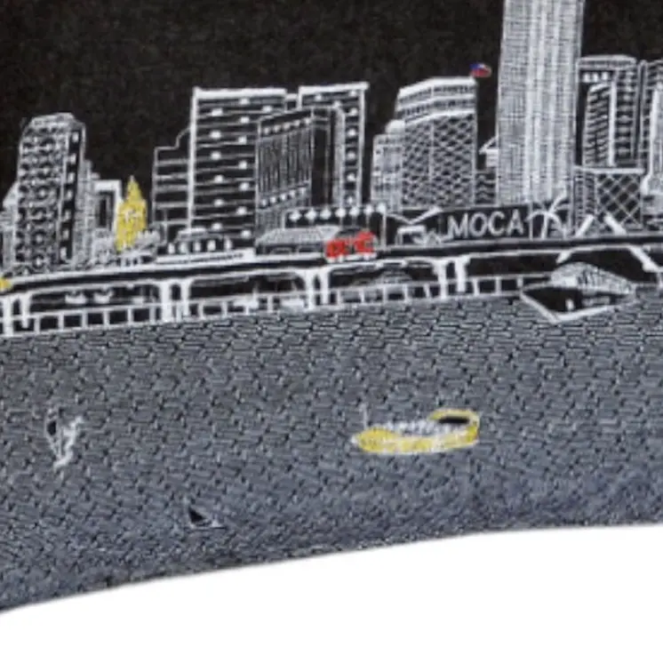 14" X 35" Black Gray and White Hometown Pride Wool Lumbar Throw Pillow