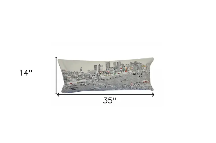 14" X 35" Cream Hometown Pride Wool Lumbar Throw Pillow