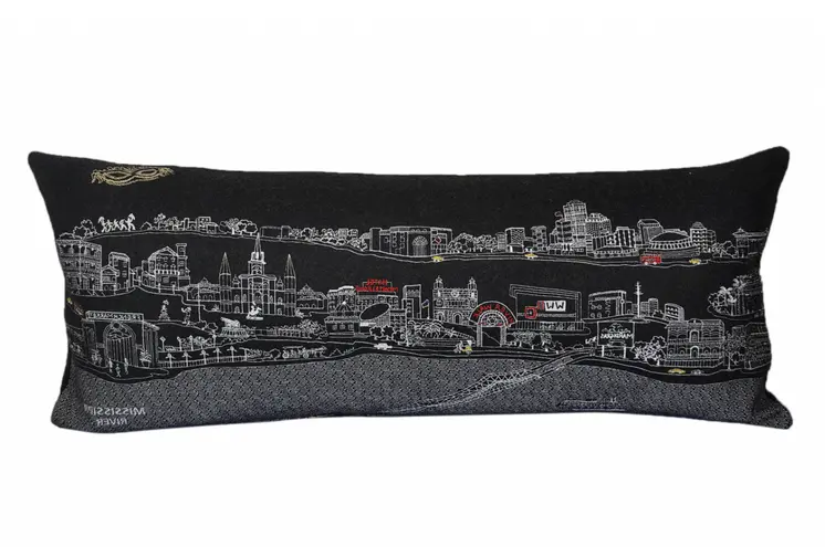 14" X 35" Black Gray and White Hometown Pride Wool Lumbar Throw Pillow